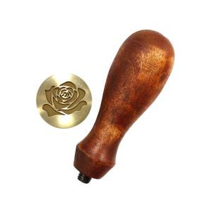 مهر برنجی آماده با دسته چوبی طرح M02