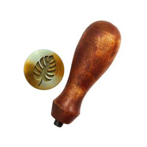 مهر برنجی آماده با دسته چوبی طرح M04