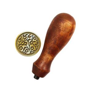 مهر برنجی آماده با دسته چوبی طرح M08